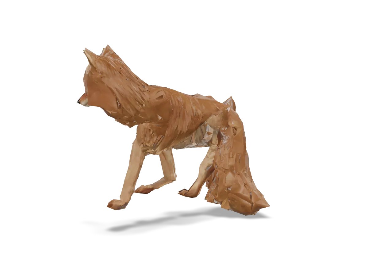 Interactive 3D model of a red fox walking in place on four legs