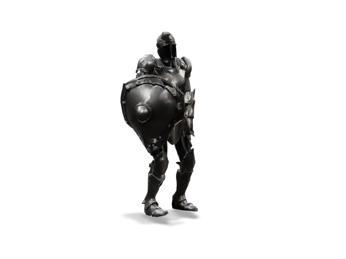 Interactive 3D model of the armored knight jumping