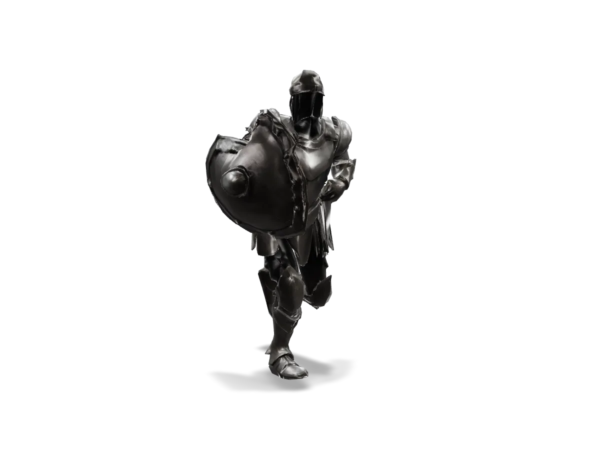 Interactive 3D model of the armored knight running in place